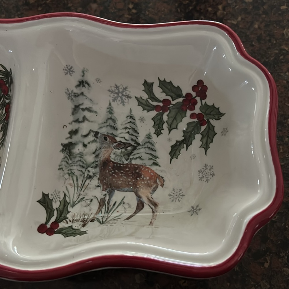 3-section winter serving dish - Picture 2 of 5